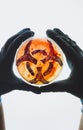 Petri dish with biohazard symbol