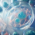 Petri dish containing transparent cell structure, rendered in 3D Royalty Free Stock Photo