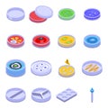 Petri dish icons set, isometric style Royalty Free Stock Photo