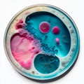 Petri Dish Pink Blue Bacteria Biological Research Biohazard Danger Epidemic Infection Virus Generative AI