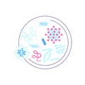 Petri dish with various bacteria and viruses. Science, chemistry and exploration Royalty Free Stock Photo