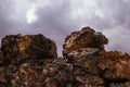 Petrified wood formation under a cloudy sky Royalty Free Stock Photo