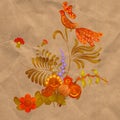 Petrikov painting. Floral ornament on old paper background Royalty Free Stock Photo