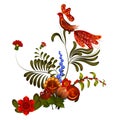 Petrikov painting. Floral ornament on white background.
