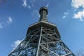 Petrin Lookout Tower, Prague, Czech republic.Steel tower 63.5 metres tall on Petrin Hill built in 1891.Observation transmission Royalty Free Stock Photo