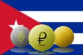 PETRO,ETHEREUM,BITCOIN,cryptocurrency with Cuba flag on background