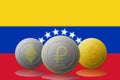 PETRO,ETHEREUM,BITCOIN,cryptocurrency with Venezuela flag on background