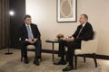 Petro Poroshenko and Ilham Aliyev in Davos (Switzerland) Royalty Free Stock Photo