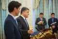Petro Poroshenko and Justin Trudeau Royalty Free Stock Photo