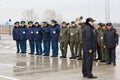 Customs officers at inauguration of new moldovan ukrainian border Palanca Royalty Free Stock Photo