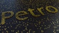 Petro word made of golden numbers. 3D rendering