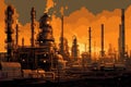 Petrochemical industry panoramic illustration