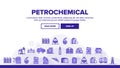 Petrochemical Industry Vector Thin Line Icons Set