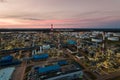 Petrochemical oil refinery plant, top view