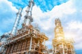 Petrochemical oil refinery, Refinery oil and gas industry, The equipment of oil refining, Close-up of Pipelines and petrochemical Royalty Free Stock Photo