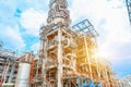 Petrochemical oil refinery, Refinery oil and gas industry, The equipment of oil refining, Close-up of Pipelines and petrochemical Royalty Free Stock Photo