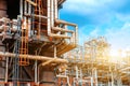 Petrochemical oil refinery, Refinery oil and gas industry, The equipment of oil refining, Close-up of Pipelines and petrochemical Royalty Free Stock Photo