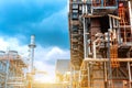 Petrochemical oil refinery, Refinery oil and gas industry, The equipment of oil refining, Close-up of Pipelines and petrochemical Royalty Free Stock Photo