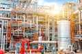 Petrochemical oil refinery, Refinery oil and gas industry, The equipment of oil refining, Close-up of Pipelines and petrochemical Royalty Free Stock Photo