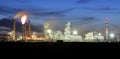 Petrochemical plant at night, oil and gas industrial Royalty Free Stock Photo