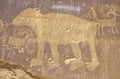 Petroglyph of a bear, Newspaper Rock, Southern UT Royalty Free Stock Photo