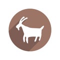 Petroglyph Goat Circle Icon Flat with long Shadow