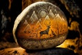 petroglyphic rock painting on stone Royalty Free Stock Photo