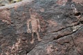 Petroglyphs are ancient rock drawings at Irish Canyon in Colorado