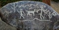 The petroglyphs of Miculla or San Francisco de Cuculla, located in the department of Tacna Peru. There are naturalistic,