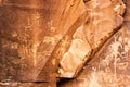 Petroglyphs or rock carving on Newspaper Rock, Utah, USA Royalty Free Stock Photo