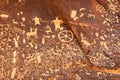 Petroglyphs or rock carving on Newspaper Rock, Utah, USA Royalty Free Stock Photo