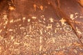 Petroglyphs or rock carving on Newspaper Rock, Utah, USA Royalty Free Stock Photo