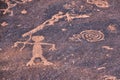 Petroglyphs Rock Paintings St George Utah on Land Hill from Ancestral Puebloan and Southern Paiute Native Americans thousands of y Royalty Free Stock Photo