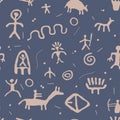 Petroglyphs seamless pattern, vector