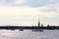 Petrogradskaya embankment drawbridge, thrown between Vasilievsky Island and the central part of the city