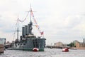 Petrogradskaya embankment, the famous tank cruiser Aurora, a symbol of the October Revolution