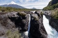 Petrohue Falls and Osorno Volcano in Chile Royalty Free Stock Photo