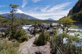 Petrohue Falls and Osorno Volcano in Chile Royalty Free Stock Photo