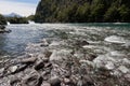 Petrohue Falls and Pontiagudo Volcano in Chile Royalty Free Stock Photo