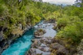Petrohue River flowing through the mountain in Petrohue, Llanquihue Province, Los Lagos Region, Chile