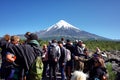 Crowd of tourist against Osorno volcano