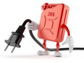 Petrol canister character holding electric plug