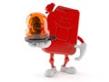 Petrol canister character holding emergency siren