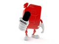 Petrol canister character holding interview microphone Royalty Free Stock Photo