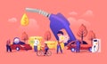 Petrol Economy Concept. Car Refueling on Fuel Station. Man Pumping Gasoline Oil. Service Filling Gas or Biodiesel Royalty Free Stock Photo