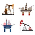 Petrol extraction icon set, cartoon style