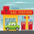 Petrol gas station concept in flat design style