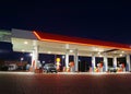 Petrol gas station at night with lights Royalty Free Stock Photo