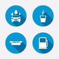 Petrol or Gas station services icons. Car wash