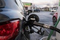 Car refueling on a petrol station close-up Royalty Free Stock Photo